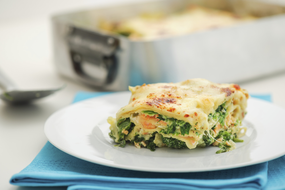 Lasagne met zalm en spinazie