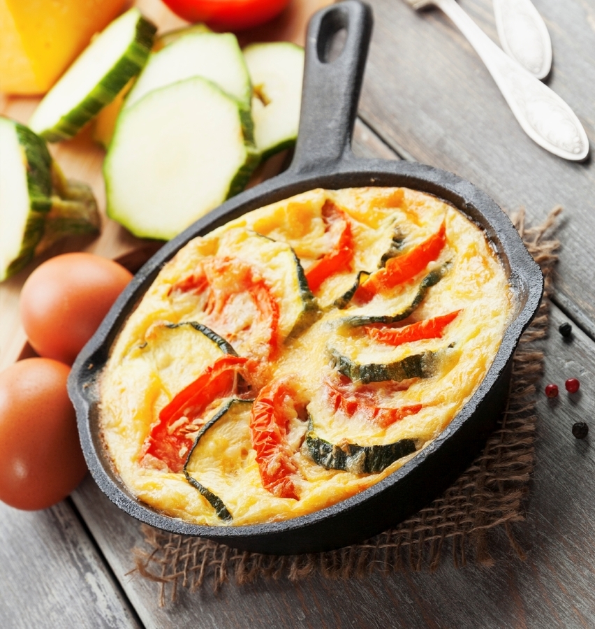 Pompoenfrittata met geroosterde groenten
