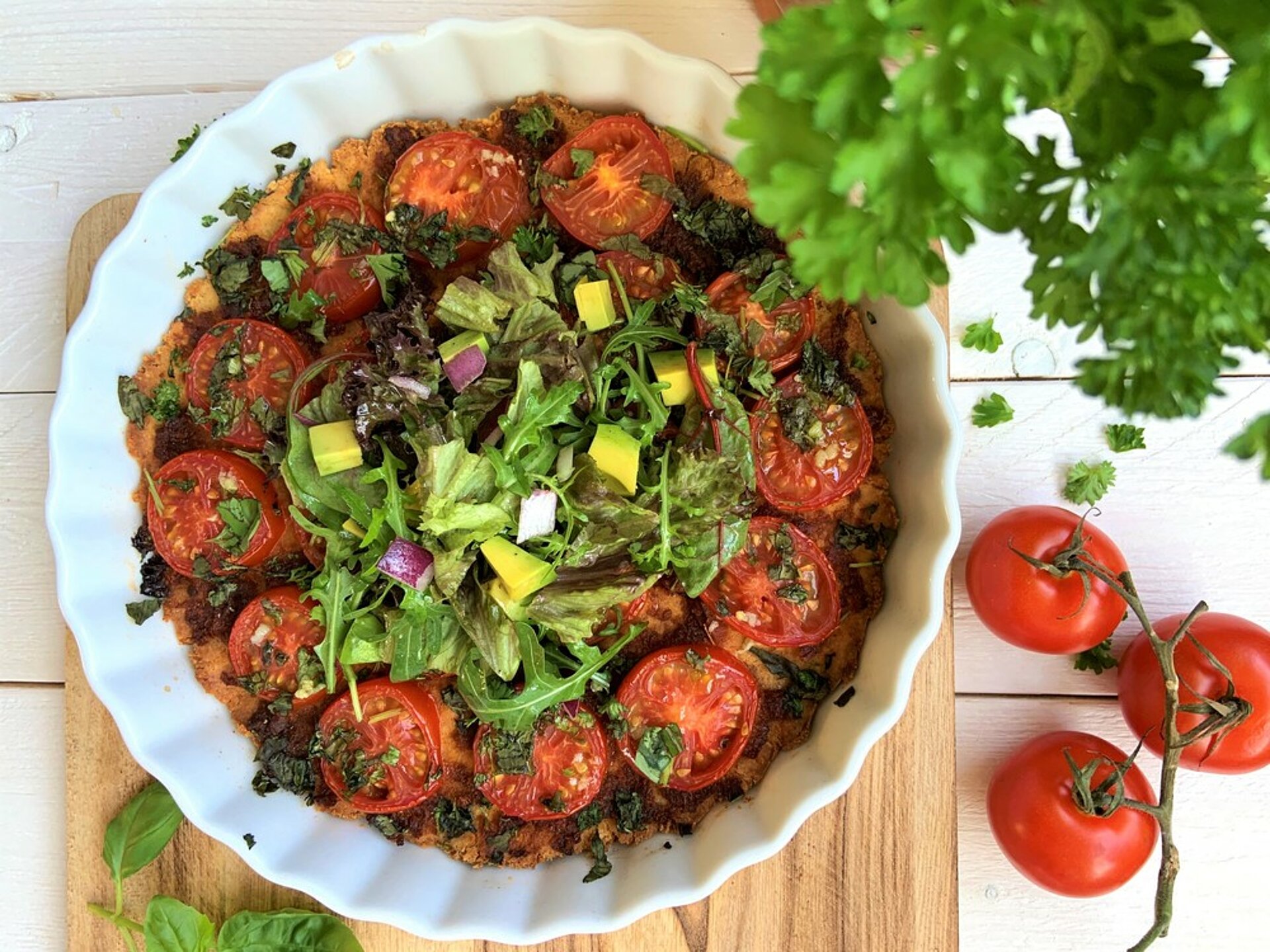 Tomatentaart met amandelbodem