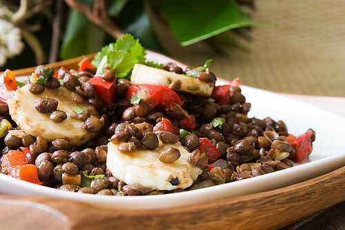Linzensalade met geitenkaas