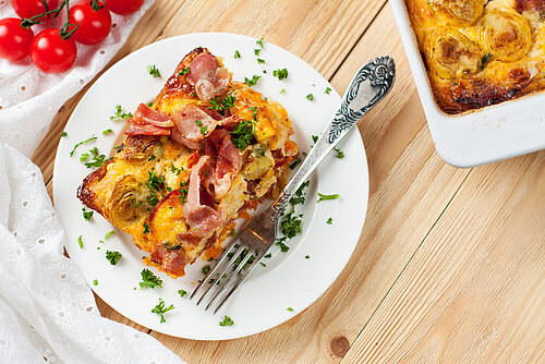 Spruitjestaart met bacon en champignons