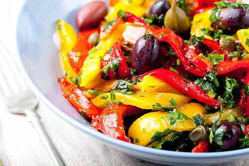 Paprika-olijvensalade