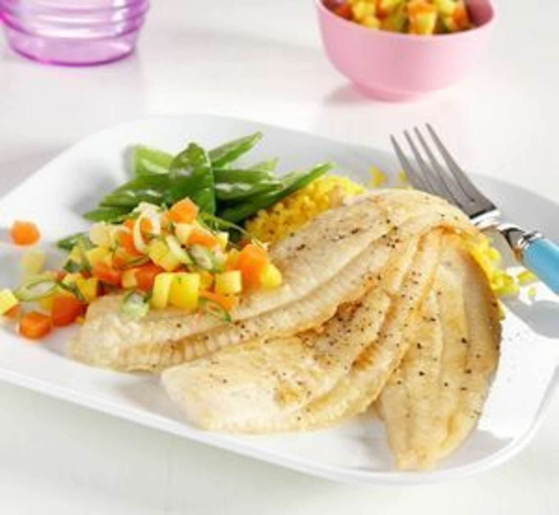 Gebakken schol met tropisch fruitsalsa