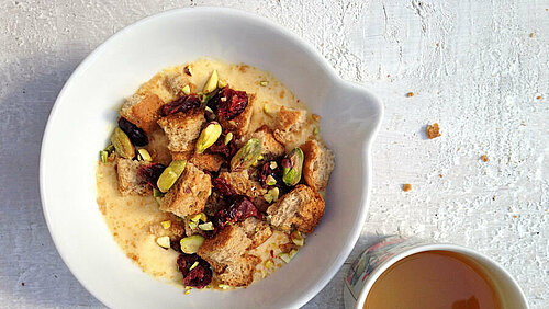 Fromage frais met mango en beschuitcrumble Fromage frais met mango en beschuitcrumble