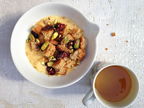 Fromage frais met mango en beschuitcrumble Fromage frais met mango en beschuitcrumble