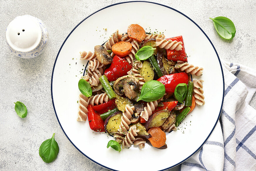 Volkoren pasta met lekker veel groenten